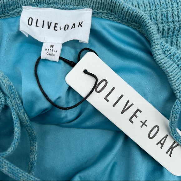 Olive & Oak Turquoise Knit Spaghetti Strap Drawstring Lined Dress-Size M - Picture 10 of 12